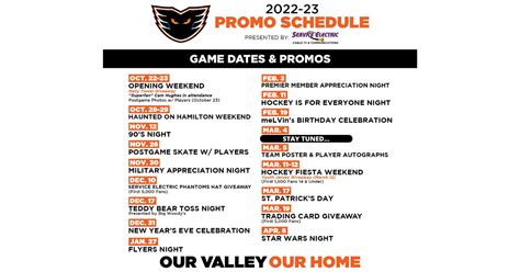 phantoms promotional schedule 2024.